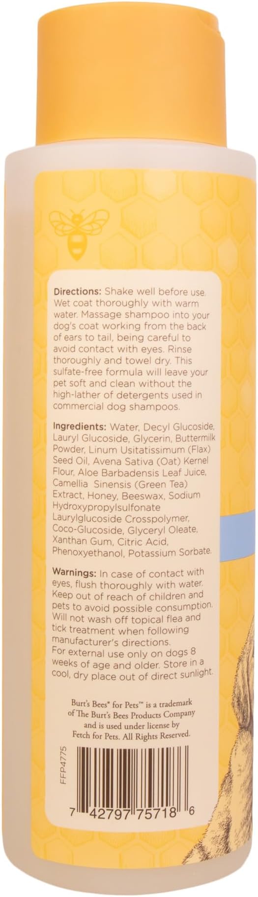 Burt’s Bees for Pets Tear Free Puppy Shampoo & Conditioner with Buttermilk, 2 in 1 Gentle Dog Shampoo for Puppies, Cleans and Conditions Sensitive Skin, 16 Fl Oz