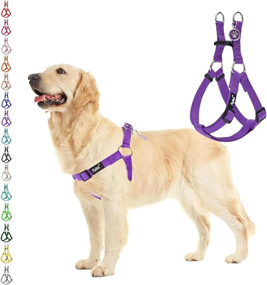 PUPTECK No Pull Dog Harness Soft Adjustable Basic Nylon Step in Puppy Vest Outdoor Walking with ID Tag