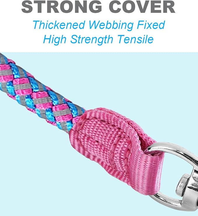 6ft Reflective Large Dog Leash, 3/4" Strong Nylon Thick Rope Braided Heavy Duty for Large Medium Dogs Walking Training Leads (Pink)