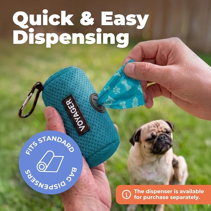 Best Pet Supplies Dog Poop Bags for Waste Refuse Cleanup, Doggy Roll Replacements for Outdoor Puppy Walking and Travel, Leak Proof and Tear Resistant, Thick Plastic - Turquoise, 150 Bags
