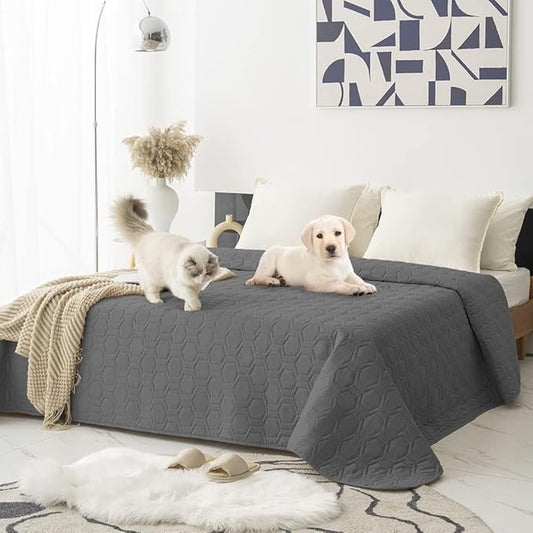 Tcksstex Waterproof and Non-Slip Dog Bed Cover and Pet Blanket Sofa Pet Bed Mat ，car Incontinence Mattress Protectors Furniture Couch Cover for Most Cats Dogs, Pets（82x102-Dark Grey）