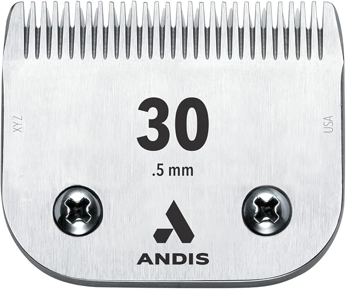 Andis 64075 Ultra Edge Dog Clipper Blade - Constructed of Carbonized Steel, Exclusive Hardening Process with Long-Lasting Sharp Edges, 1/50-Inch Cut Length - for Larger Animals, Size-30, Chrome