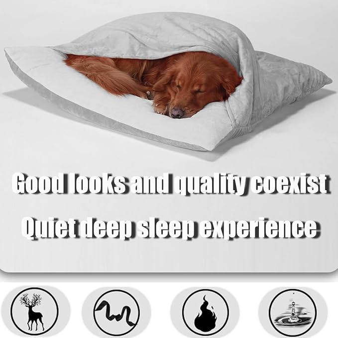 Snuggle Burrow Bed, SnuggleBurrow Removable Covered Burrow Dog Bed, Dachshund Bed Cave, Washable Indoor Pets Sleeping Bag for Small Medium Large Size Pet (Brown,Large)