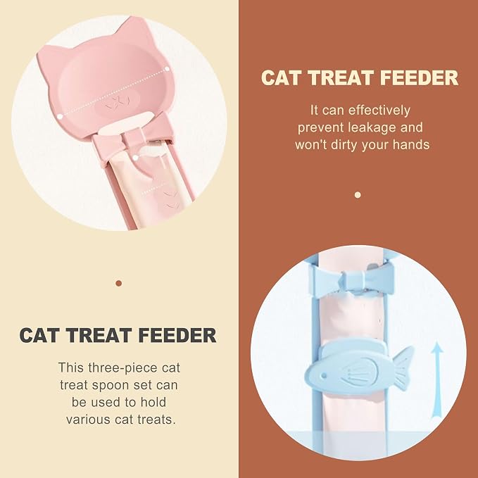 3 Pack Cat Strip Feeder Squeeze Spoon for Wet Food Lickable Treats Dispenser Plastic Cat Feeding Tool for Liquid Snacks Pet Grooming Training Reward Supplies