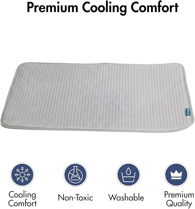 Spark Paws Cooling Mat for Dogs - Self Cooling Dog Mat & Pet Cooling Pad for Large, Medium & Small Dogs - Non-Toxic, Non-Gel Washable Cooling Bed - Waffle Grey - Size S