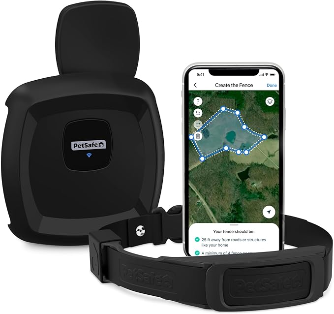 PetSafe Guardian GPS Dog Fence No Subscription Create Your Own Wireless Dog Fence Single-Yard Fence for Yards 3/4 Acres or Larger World's Safest GPS Dog Fence Tech New, Redesigned Collar