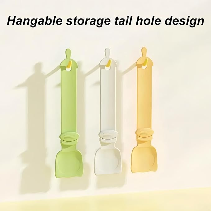 Multifunctional Cat Strip Squeeze Spoon - Cute Cat Head Feeder, 3 Color Strip, Wet Food Dispenser & Treat Spoon (Pet Supplies) (Green-1PCS+Orange-1PCS)