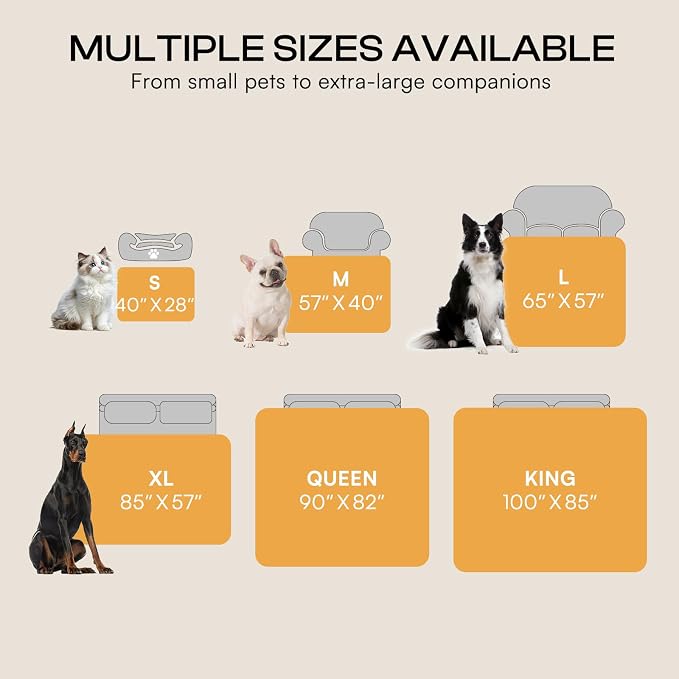 Luciphia Waterproof Pet Blankets, Liquid Pee Proof Dog Blanket for Sofa Bed Couch, Reversible Sherpa Fleece Furniture Protector Cover for Small Medium Large Dogs Cats, Black King Size（100" x 85"）