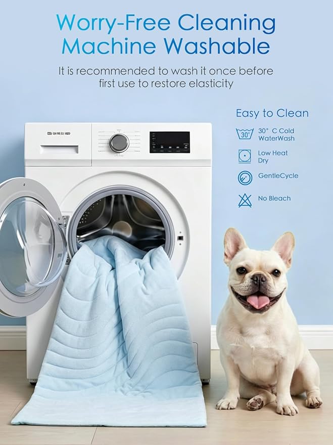 BECEMURU Dog Cooling Mat, Q-MAX＞0.46 Thickened Breathable Cold Pad for Summer Active Dog, 60"x40" Portable Washable Kennel Crate Pet Bed, Rapid Cooling Durable Non-Gel Blue