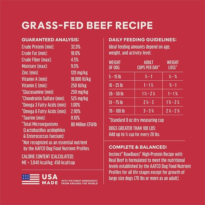 Instinct RawBoost, Natural Dry Dog Food with Freeze-Dried Pieces, High Protein, Grain-Free Recipe - Real Beef, 20 lb. Bag
