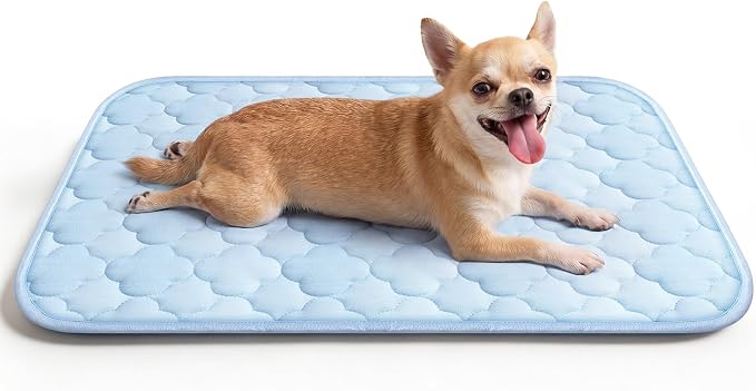Cooling Mat for Dogs and Cats 24" x 18", Premium Pet Cooling Bed Indoor Outdoor with Waterproof Cover & Ice Silk, Summer Cool Pad for Puppy Kitty, Non-Slip Washable Pet Blanket for Crate Kennel