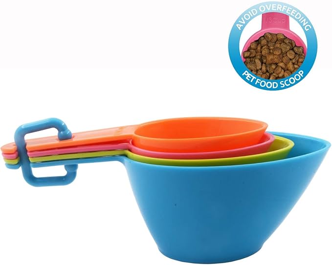 HINMAY Pet Food Scoops Plastic Measuring Cups Set for Dog Cat and Bird Food, Set of 2