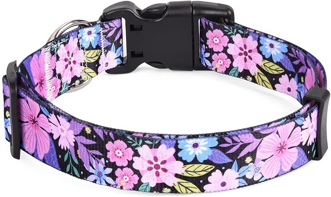 Mihqy Dog Collar with Bohemia Floral Tribal Geometric Patterns - Soft Ethnic Style Collar Adjustable for Small Medium Large Dogs(Floral Pink,XS)