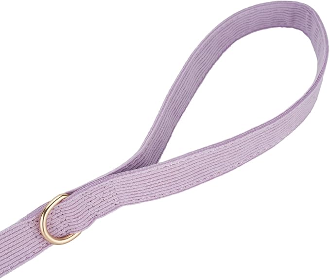 Soft Cotton Dog Leash, 5 Ft Heavy Duty Corduroy Dog Leashes with Gold Metal Hook for Small Medium Large Dogs,Small,Light Purple