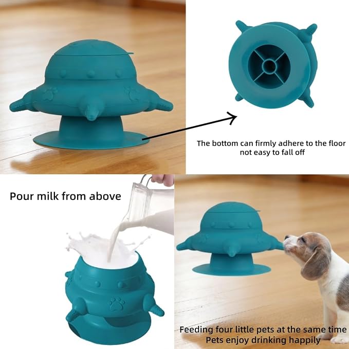 Puppy Milk Feeder 235 ml Kitten Feeder Milk Bowl Silicone 4 Nipples Puppy Feeders for Multiple Puppies Small Animals Bottles for Nursing