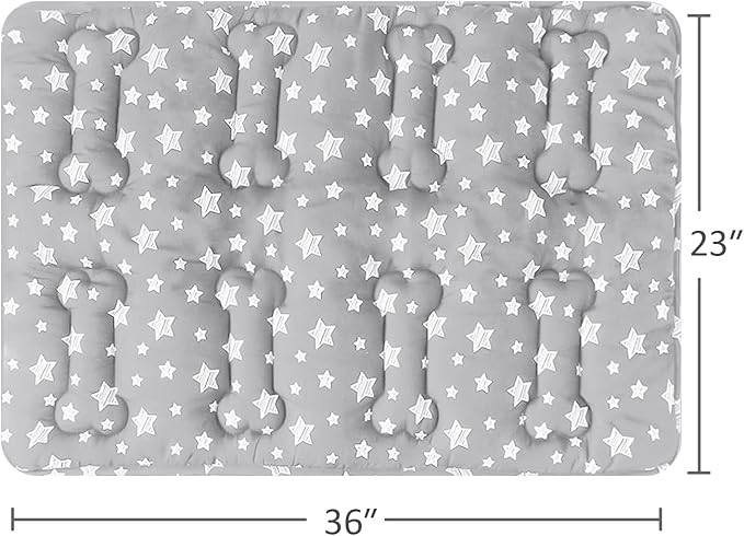 Dog Crate Mat (36" X 23") 2 Pack, Soft Dog Bed Mat with Cute Stars, Personalized Crate Pad, Anti-Slip Bottom, Machine Washable Kennel Pad, Grey