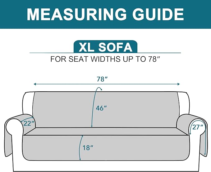 Turquoize 100% Waterproof Sofa Covers Couch Cover Sofa Cover for Dogs Couch Protector Triple Non-Slip Sofa Slipcover for 3 Cushion Couch Furniture Protector for Pets, Kids (XL Sofa 78", Stone Blue)