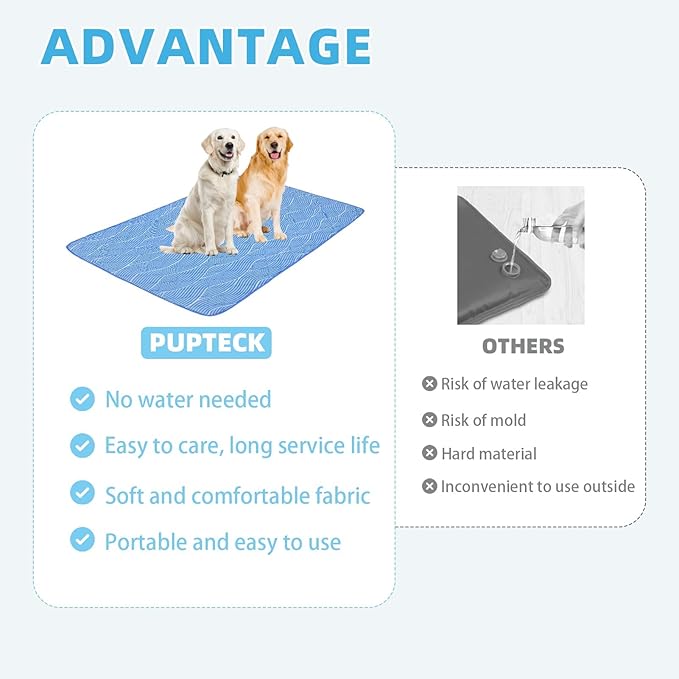 PUPTECK Dog Cooling Mat Pad for Medium Large Dogs, Cooling Blanket for Kennels Crate Floor, Dog Cat Summer Sleeping Bed Outside, Washable & Portable, X-Large 40"x60"