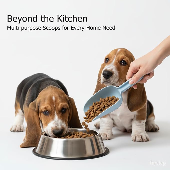 Plastic Flour Scoops, Pet Food Scoops Plastic Pack of 5, Multifunctional Dog Food Scoops with Measuring Cups, Pet Food Measuring Scoop Set