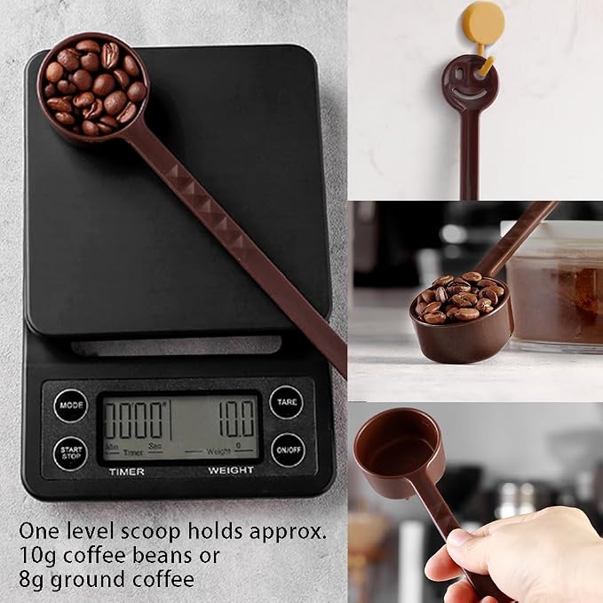 Ouliget Long Handle Coffee Scoop,10g Plastic Measuring Spoon for Coffee Protein Powder Pet Food Spices Milk Powders Sugar,4 Pieces