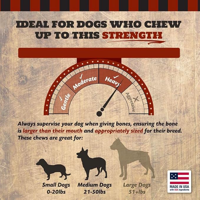 THE COUNTRY BUTCHER 4" Beef Marrow Dog Bones for Aggressive Chewers, Medium Breed Dog Treat, with Collagen, Natural, Tough, Chew Toy, Made in the USA, 6 Count