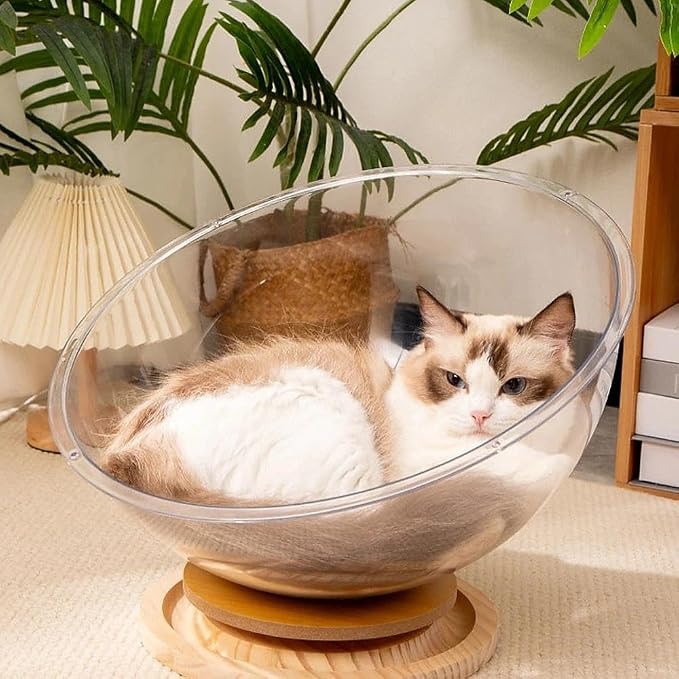 11.8" Acrylic Dome Clear Plastic Pet Cat Bubble Window Capsule Space Cover,