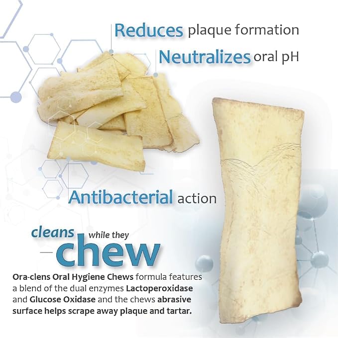 Oral Hygiene Chews for Large Dogs – Enzymatic Dental Treats for Daily Oral Care, Helps Clean Teeth & Freshen Breath, Supports Plaque & Tartar Control – 30 Chews (3 Pack)