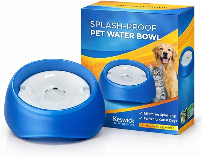 No Spill Dog Water Bowl, Pet Floating Water Bowl No Wet Mouth, Anti Splash & Anti Tip Slow Water Feeder, Keeps Fur Dry Clean Drinking Bowl for Dogs & Cats, Large Capacity Travel Friendly