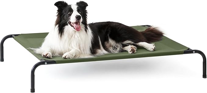 Love's cabin Elevated Cooling Dog Bed for Large Dogs, Portable Indoor & Outdoor Raised Pet Dog Cat Cot, Durable Summer Frame with Breathable Mesh, Olive Green, 48 inches