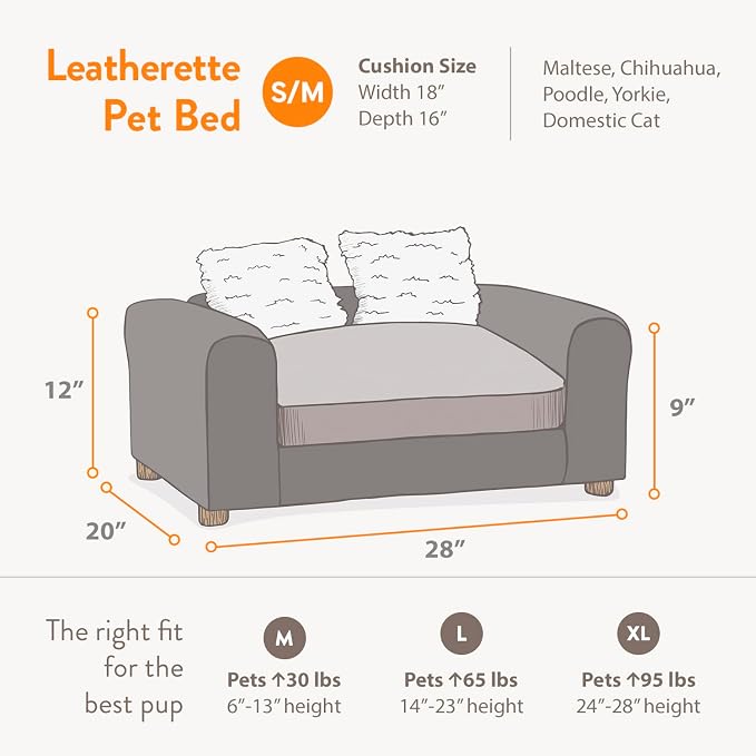 Moots Premium Leatherette Pets Sofa, Black/Charcoal, Small