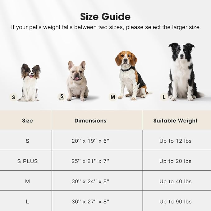 MIXJOY Medium Dog Beds for Medium Sized Dog, Calming Warming Pet Beds, Washable Dogs Bed with Removable Cover, Rectangle Pet Bed with Non-Slip Bottom, 25"x21"x7", Grey