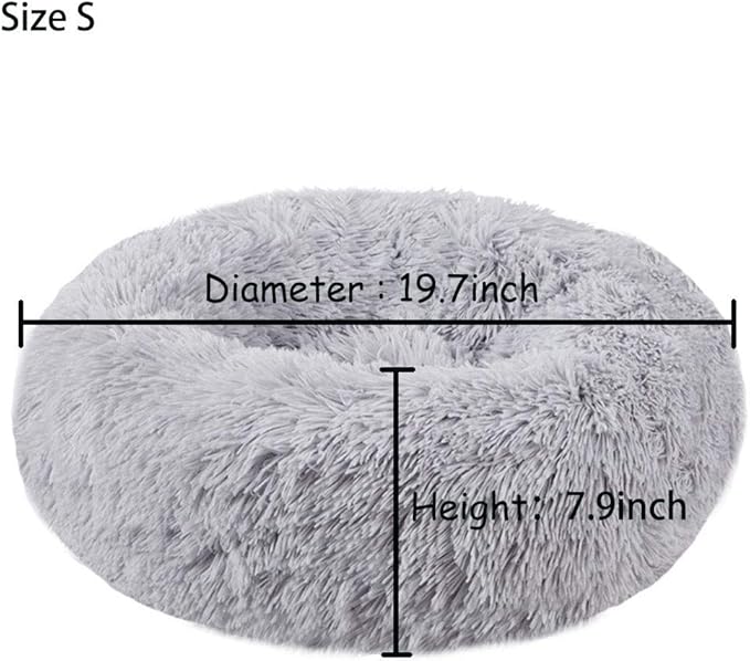 Modern Soft Plush Round Pet Bed for Cats or Small Dogs, Mini Medium Sized Dog Cat Bed Self Warming Autumn Winter Indoor Snooze Sleeping Cozy Kitty Teddy Kennel (20'' D x 8'' H, Light Grey)