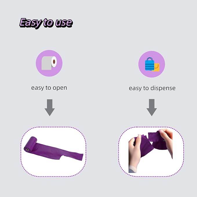 Purple T-Shirt Poop Bags with Easy-Tie Handles – Leak-Proof, Extra Thick Waste Bags for Small Dogs & Cats,6 Rolls (90 Count)