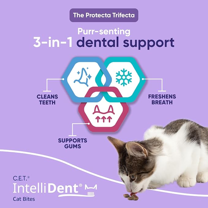 Virbac C.E.T.® INTELLIDENT® Cat Bites for Dental Care | Healthy Teeth and Gums | Fresh Breath,Chicken Flavor,(Pack of 2)