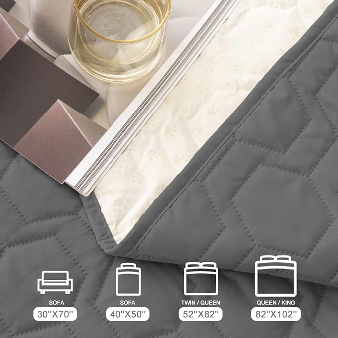 Tcksstex Waterproof and Non-Slip Dog Bed Cover and Pet Blanket Sofa Pet Bed Mat ，car Incontinence Mattress Protectors Furniture Couch Cover for Most Cats Dogs,Pets（30x70-Dark Grey）