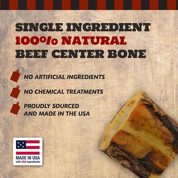 THE COUNTRY BUTCHER 2" Beef Marrow Dog Bones for Aggressive Chewers, Medium Breed Dog Treat, Natural, Tough, Chew Toy, Made in the USA, 12 Count
