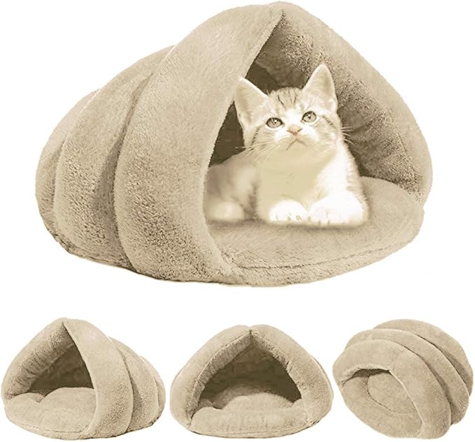 Pet Tent Cave Bed for Small Medium Cats Dogs Pets Sleeping Bag Thick Fleece Warm Slipper Dog Bed Cuddler Burrow House Hole Igloo Nest Cozy Triangle Bed for Cat Puppy