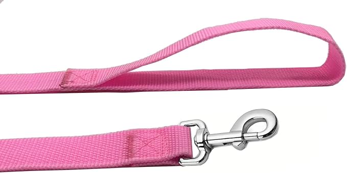 Strong Nylon Dog Leash, 4FT/ 5 FT/ 6FT Dog Leashes for Medium Large Dogs (4FT, Pink)