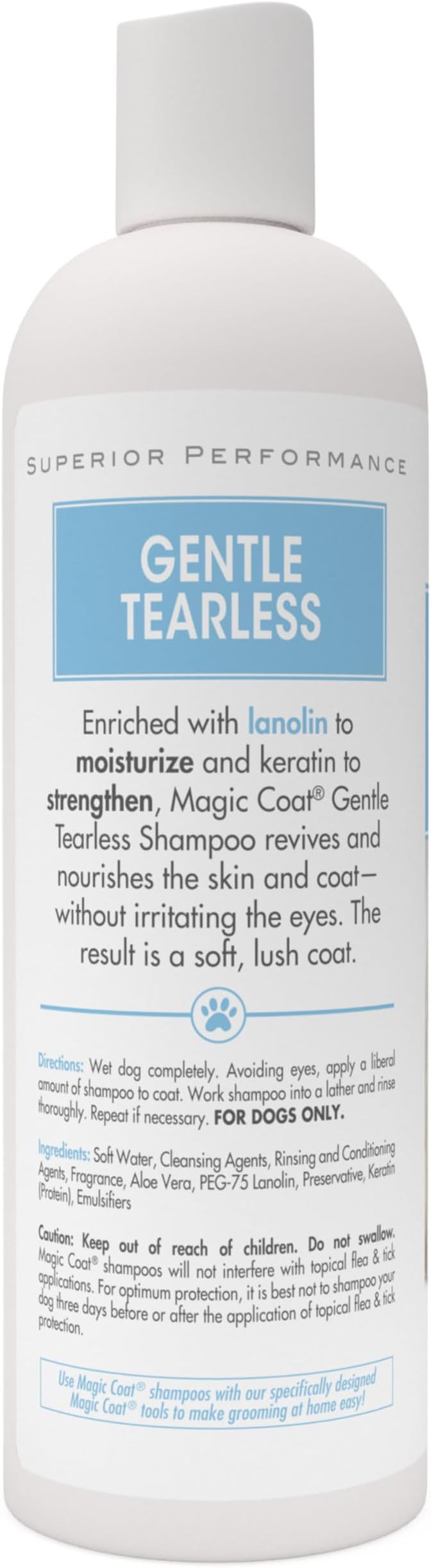 Four Paws Magic Coat Gentle Tearless Shampoo for Dogs with Moisturizing Lanolin for Itchy Dry Skin, Dog Grooming, Soft Breeze Scent, 16 Ounce