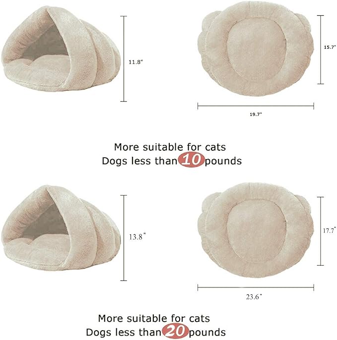 Pet Tent Cave Bed for Small Medium Cats Dogs Pets Sleeping Bag Thick Fleece Warm Slipper Dog Bed Cuddler Burrow House Hole Igloo Nest Cozy Triangle Bed for Cat Puppy