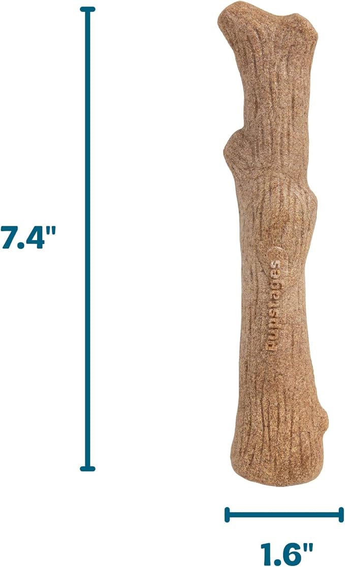 Pupstages Dogwood Dog Chew Toy, Made in the USA – Real-Wood Blend, Natural Flavor & Texture, Moderate Chewers, Medium, 7.4"