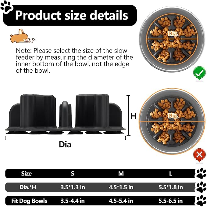 Soft Silicone Anti-Choking Puzzle Dog Bowl Insert, Anti-Slip Slow Eating Feeder for Regular Elevated Dog Bowls