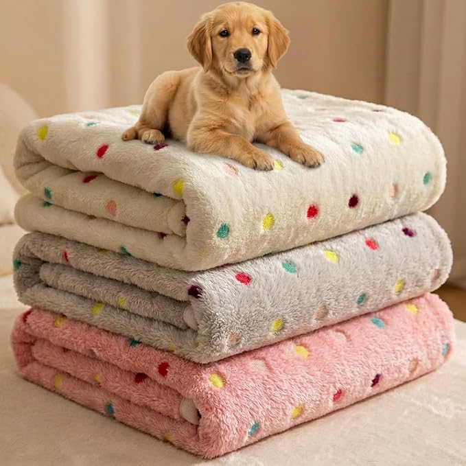 Dog Blankets for Medium Large Dogs Washable, 3 Pack Pet Blanket Washable 41" x 31", Fuzzy Soft Puppy Blanket Throw Cover for Kennel Crate Bed, Blanket for Dogs, Pet Blankets for Dog