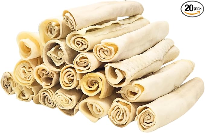 hotspot pets 8-9 Inch Large Rawhide Dog Chew Rolls (20 Pack) - Made from Grass Fed Cows - Great for Dental & Oral Care for Aggressive Chewers Large Dogs, Single Ingredient Treat