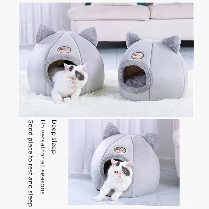 Cat Beds for Indoor Cats, Cozy Cat Cave Bed Dog House Cats Tent with Removable Cushion Pillow, Soft Warm Pet House Puppy Bed, Cute Pet Nest for Kitten Small Dog (Pink, XL-15.75x15.75x15.75 Inches)