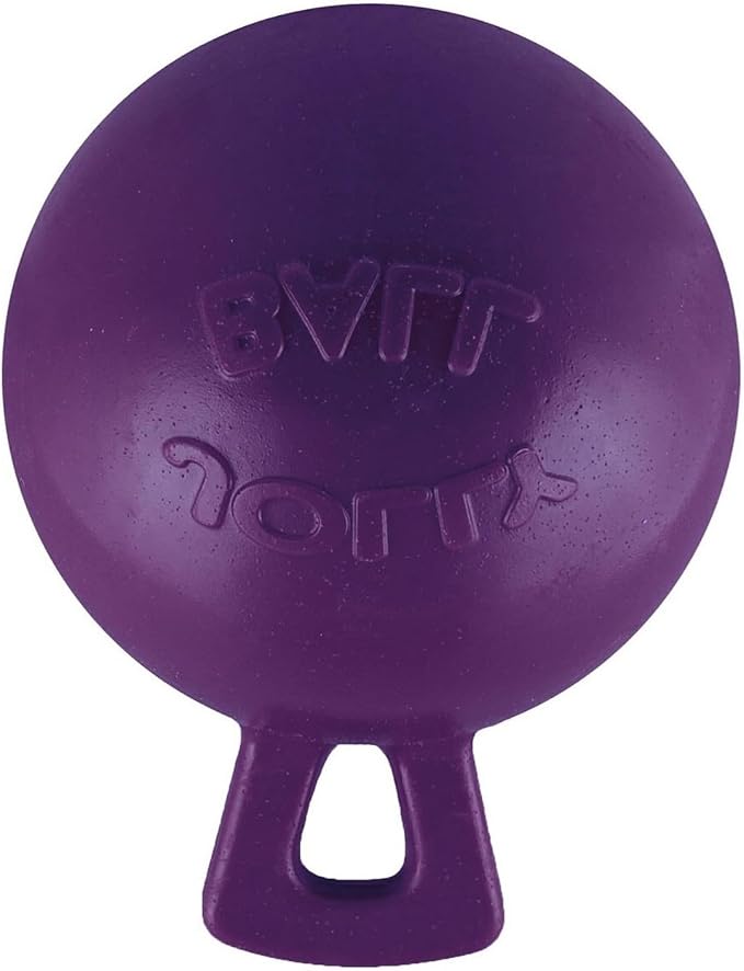 Jolly Pets Tug-n-Toss Heavy Duty Dog Toy Ball with Handle, 4.5 Inches/Small, Orange