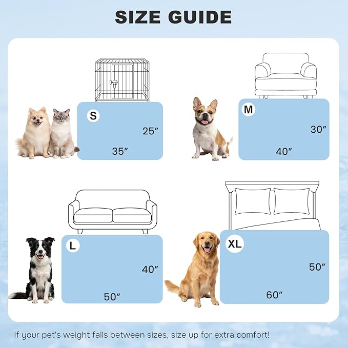 ZOMISIA Cooling Blanket for Large Dogs - Breathable Air-Core Fill Lightweight Pet Mat, Soft Cold Blanket Washable for Summer, Blue, 50"x60"