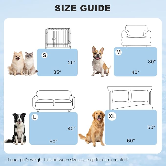 ZOMISIA Cooling Blanket for Small Dogs - Breathable Air-Core Fill Lightweight Pet Mat, Soft Cold Blanket Washable for Summer, Blue, 25"x35"