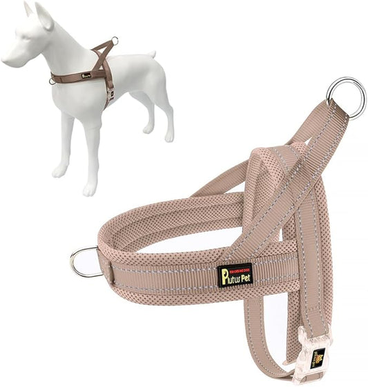 Plutus Pet No Pull Dog Harness with Breathable Mesh Padded, Adjustable Reflective Escape Proof Dog Harness, Quick Fit Dog Vest Harness for Small Medium Large Dogs(XXS, Beige)
