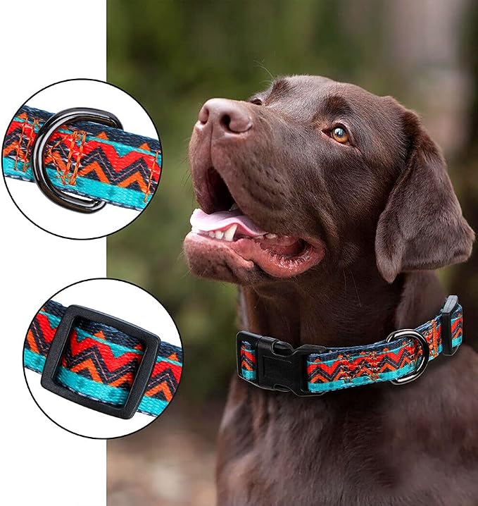 Tribal Dog Collar Aztec Pattern Adjustable Collars Medium Geometric